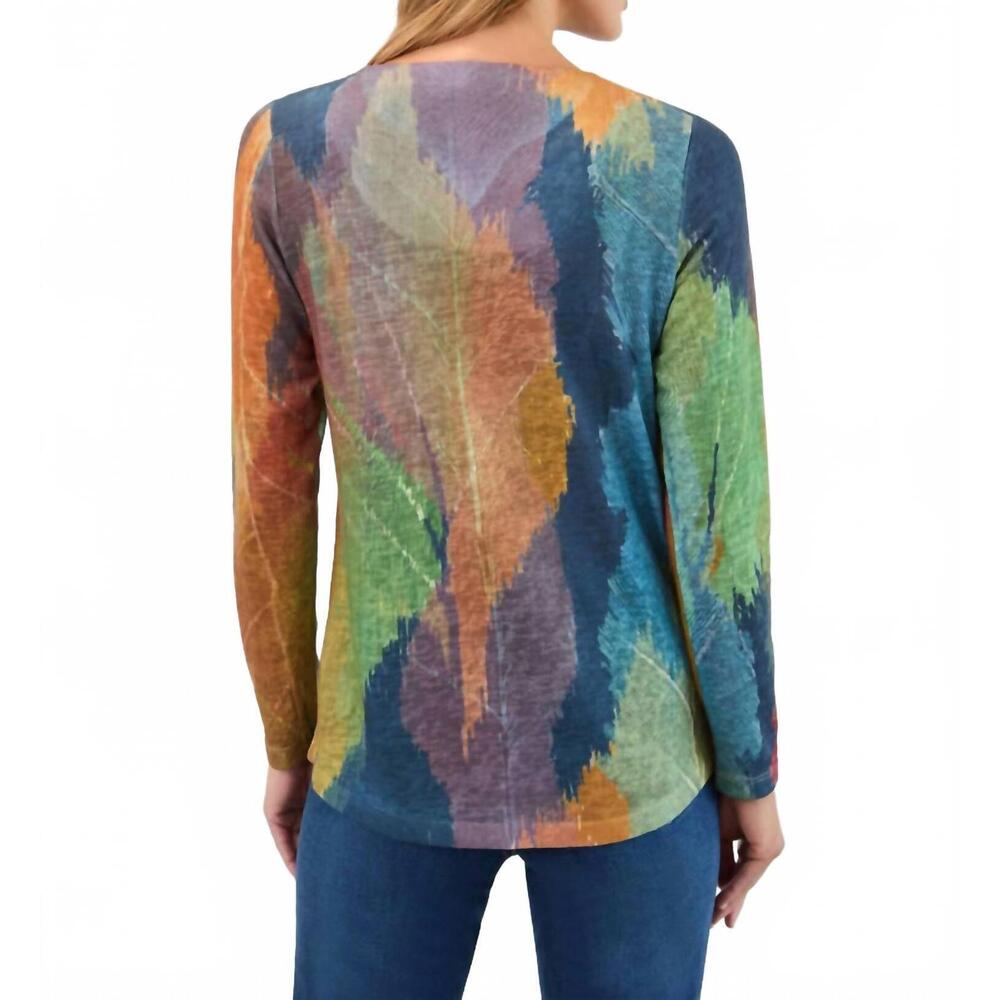 NEW FDJ long-sleeve notch neck top in dark mara - Picture 3 of 4